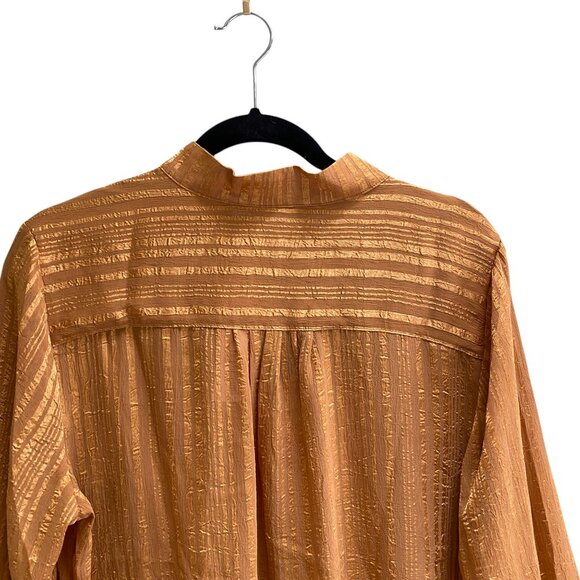 NWT Soft Surroundings Jocelyn Striped Popover Shirt Sz L Gold Boho Chic Office - Picture 7 of 15